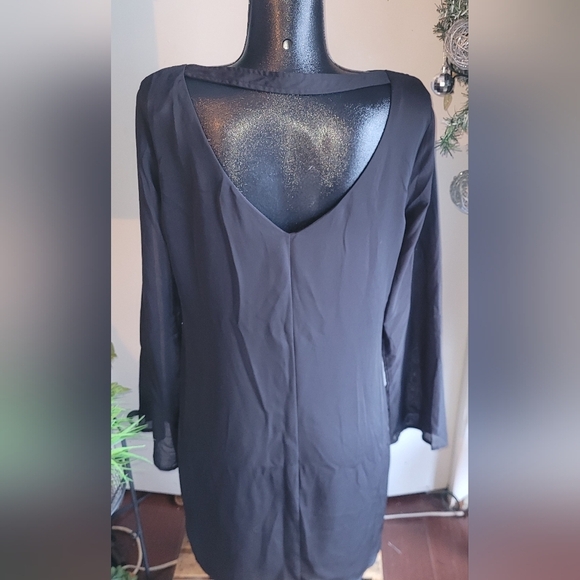 Le Chateau Black Semi Sheer Long Sleeve Tunic L - Picture 6 of 7